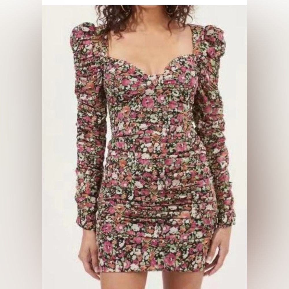 Astr floral mini dress with Puff Sleeves
